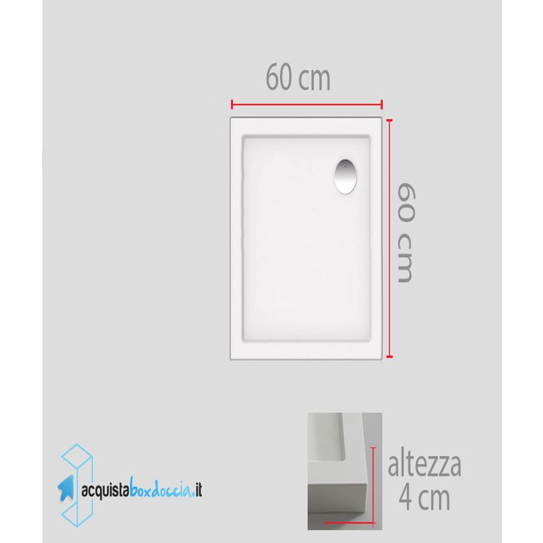 piatto doccia 60x60 cm altezza 4 cm colore crema