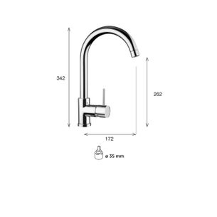 MISCELATORE MONOCOMANDO CUCINA CANNA ALTA SATURNO SA70 CAO