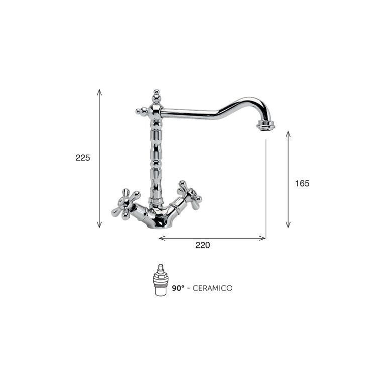 miscelatore monoforo cucina, bocca antica kiss ks70 ba