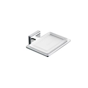 PORTASAPONE SINGOLO CROMO E VETRO SATINATO SERIE FLAT CAPANNOLI