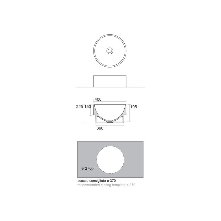 lavabo incasso ø 40 cm / h 15 cm axa - dp