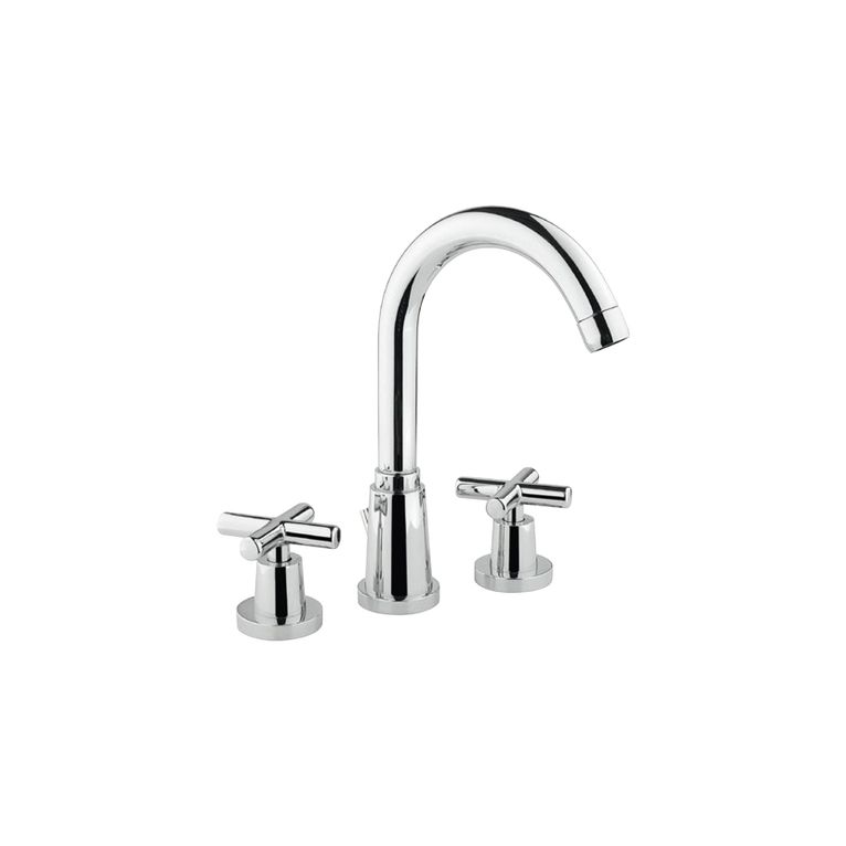 batteria per lavabo a tre fori, bocca alta sirio si 20 cao