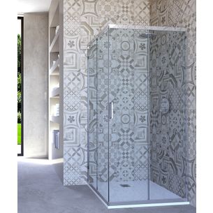 BOX DOCCIA ANGOLARE PORTA SCORREVOLE 90X90 CM TRASPARENTE