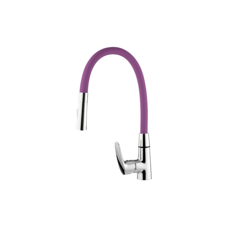 miscelatore monocomando cucina con canna snodata lilla con doccetta a 2 getti am719.5/11r