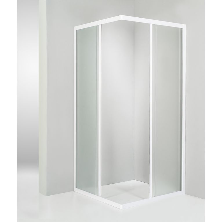 box doccia angolare porta scorrevole 90x90 cm opaco bianco