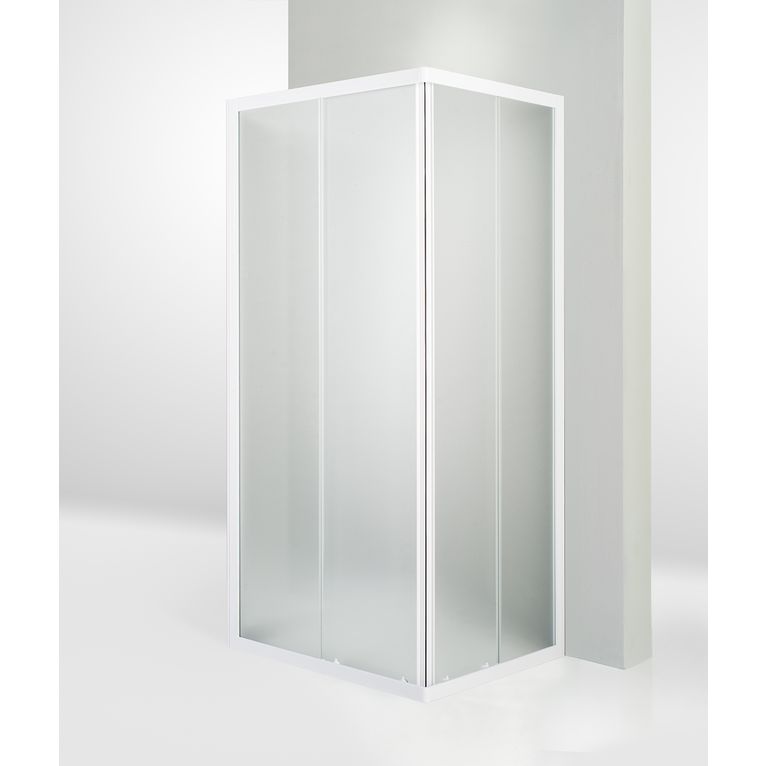 box doccia 3 lati porta scorrevole 80x85x80 cm opaco bianco