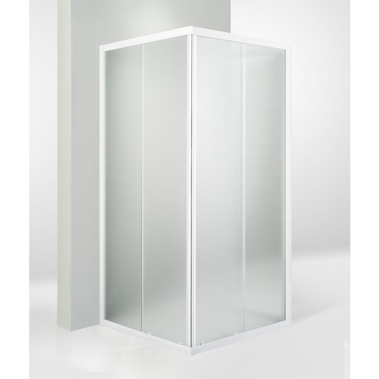 box doccia 3 lati porta scorrevole 70x70x70 cm opaco bianco