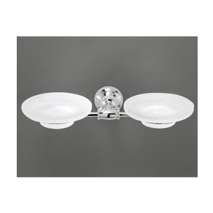 PORTASAPONE DOPPIO CROMO E CERAMICA BIANCO LINEA SERIE900 CAPANNOLI