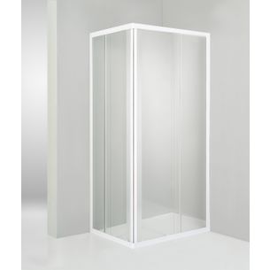 BOX DOCCIA ANGOLARE PORTA SCORREVOLE 80X100 CM TRASPARENTE BIANCO