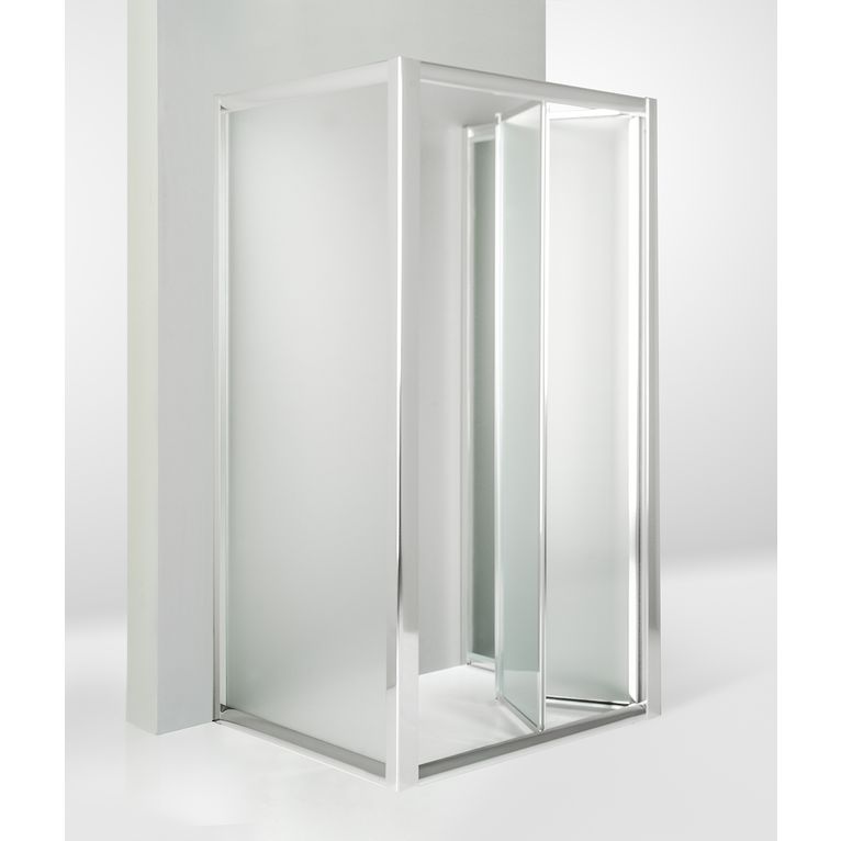 box doccia 3 lati con 2 ante fisse e porta a soffietto 85x100x85 cm opaco