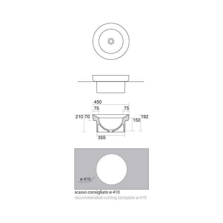 lavabo incasso kracklite 70 axa - dp