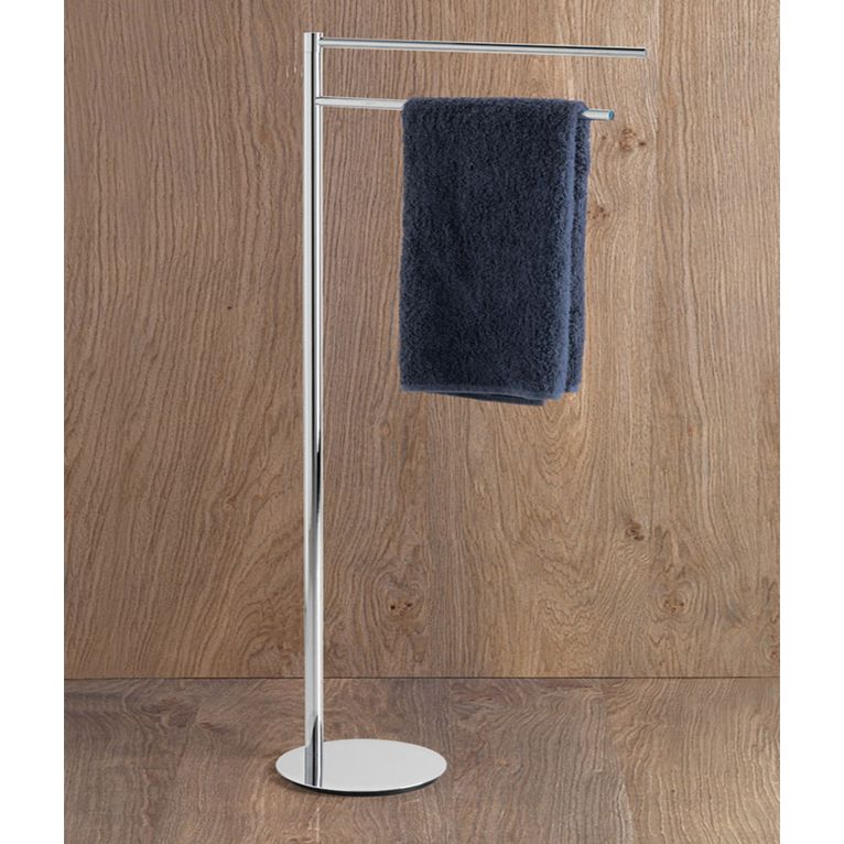 piantana porta asciugamani a 2 bracci cromo serie hoop capannoli