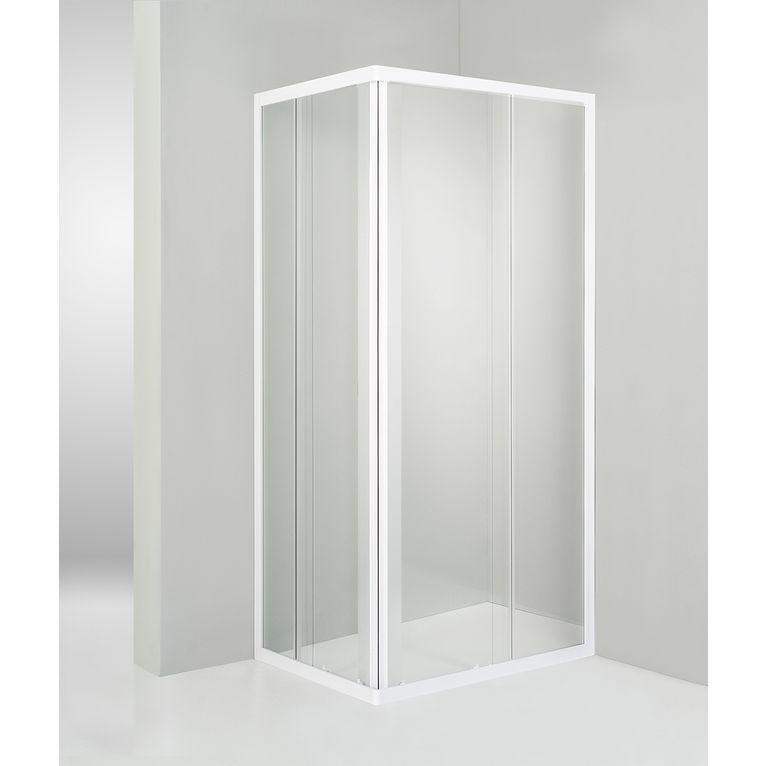 box doccia angolare porta scorrevole 80x100 cm trasparente bianco