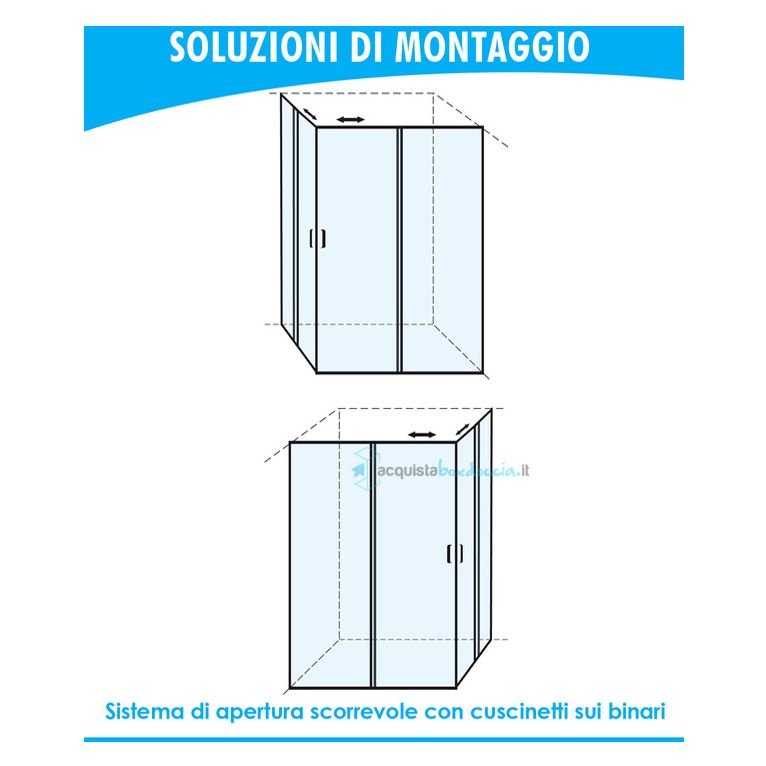 box doccia angolare porta scorrevole 60x100 cm opaco