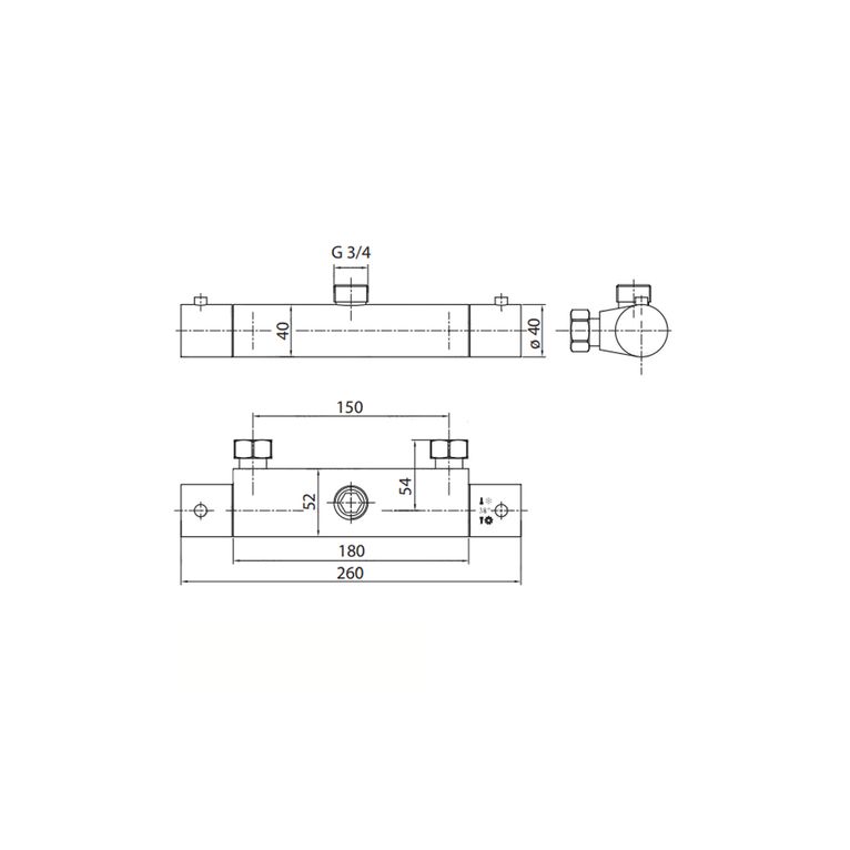 miscelatore tm1b in ottone termostatico doccia esterno serie sphera