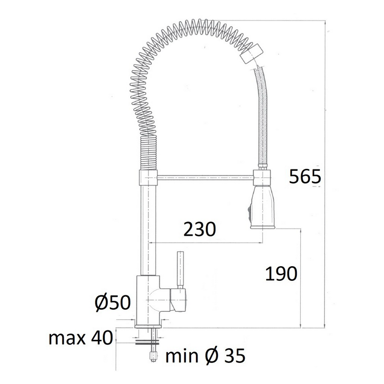 miscelatore cucina con molla serie lusso completo di flessibili serie mc