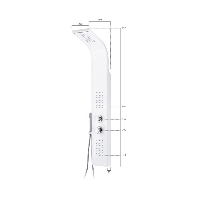 colonna doccia in alluminio con multifunzione anticalcare con miscelatore e getto a cascata bianco opaco minimal mn4005