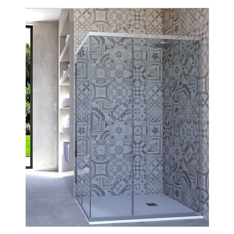 box doccia angolare porta scorrevole 60x120 cm trasparente