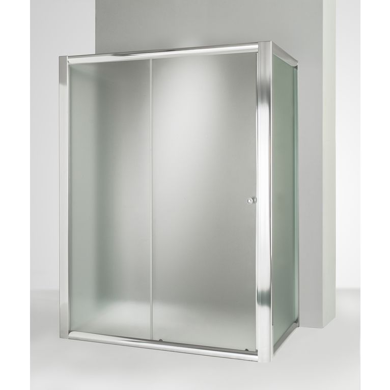 box doccia 3 lati con 2 ante fisse e porta scorrevole 85x100x85 cm opaco
