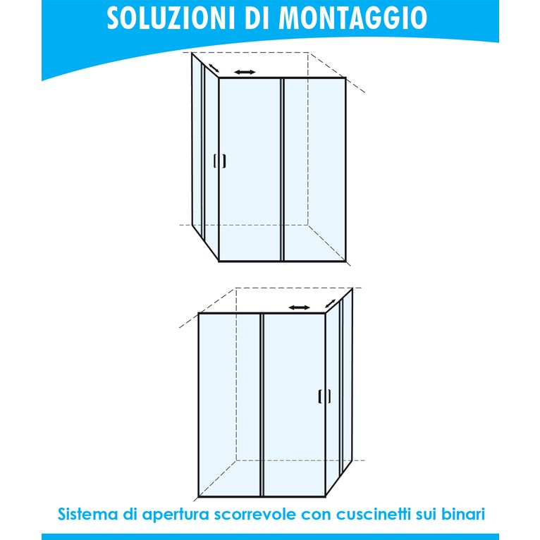 box doccia angolare porta scorrevole 65x65 cm opaco serie n