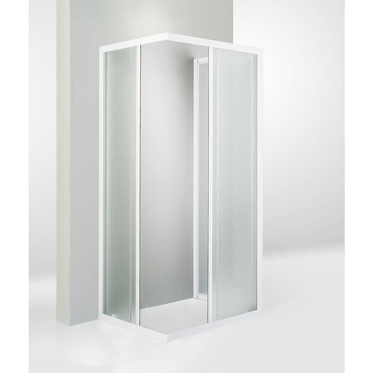 box doccia 3 lati porta scorrevole 80x85x80 cm opaco bianco