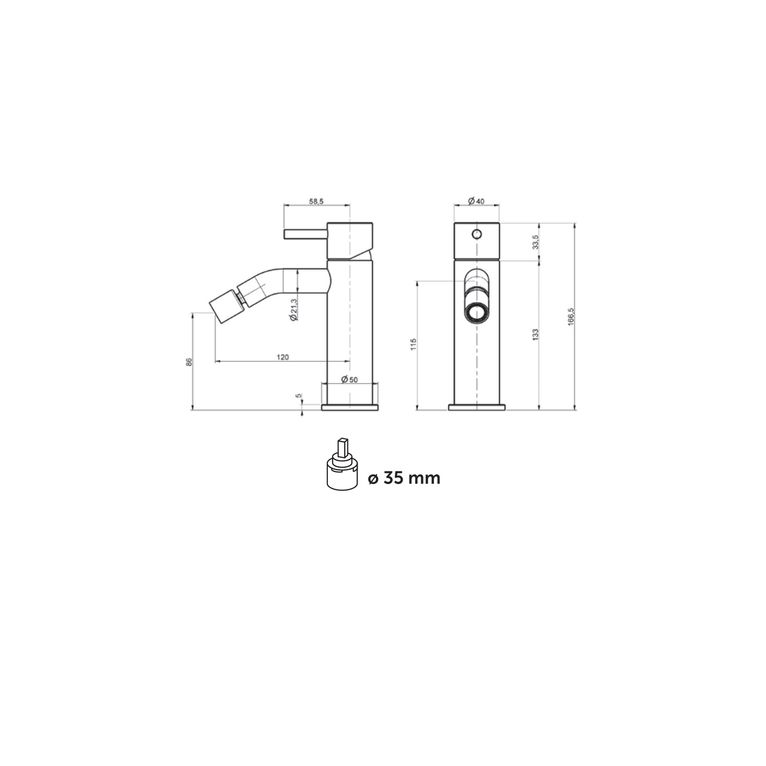 monocomando bidet con scarico click-clack inox 316 ix30
