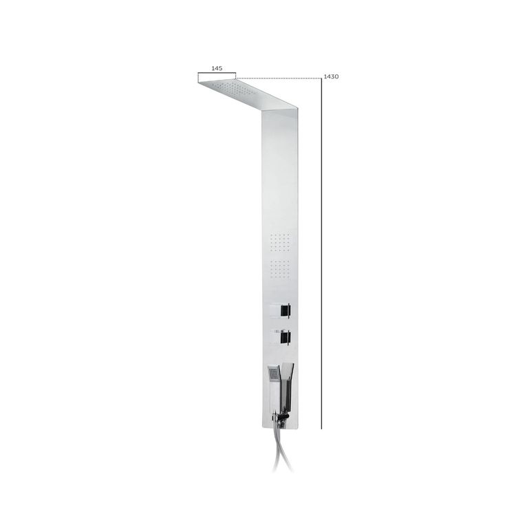 colonna doccia incasso in acciaio inox lucido con soffione a pioggia e soffioni laterali. dotata di termostatico,deviatore,flessibile e doccetta - 4003 inox lucido