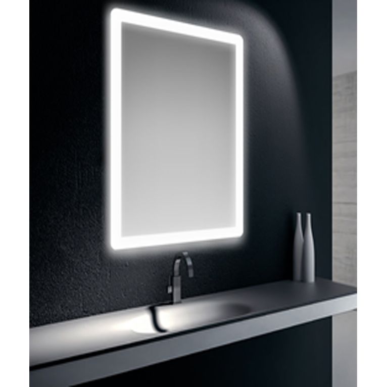 specchiera filo lucido 80x60 cm cornice satinata retroilluminata led su tutto il perimetro