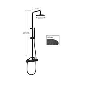 KIT COLONNA DOCCIA CILINDRICA CON DEVIATORE, SOFFIONE ABS DIAMETRO mm 250, MISCELATORE CILINDRICO,FLESSIBILE cm 150 E DOCCETTA CILINDRICA IN ABS NERO OPACO MINIMAL MN1379/25