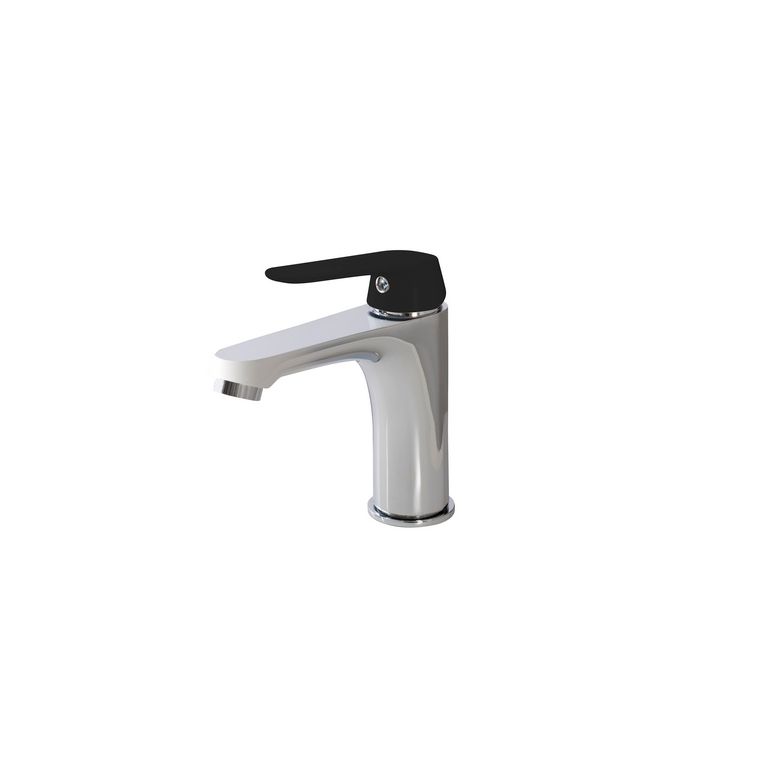 miscelatore lavabo cromato cromato con leva nero opaco con piletta click clack 1" 1/4 e flessibili serie dream