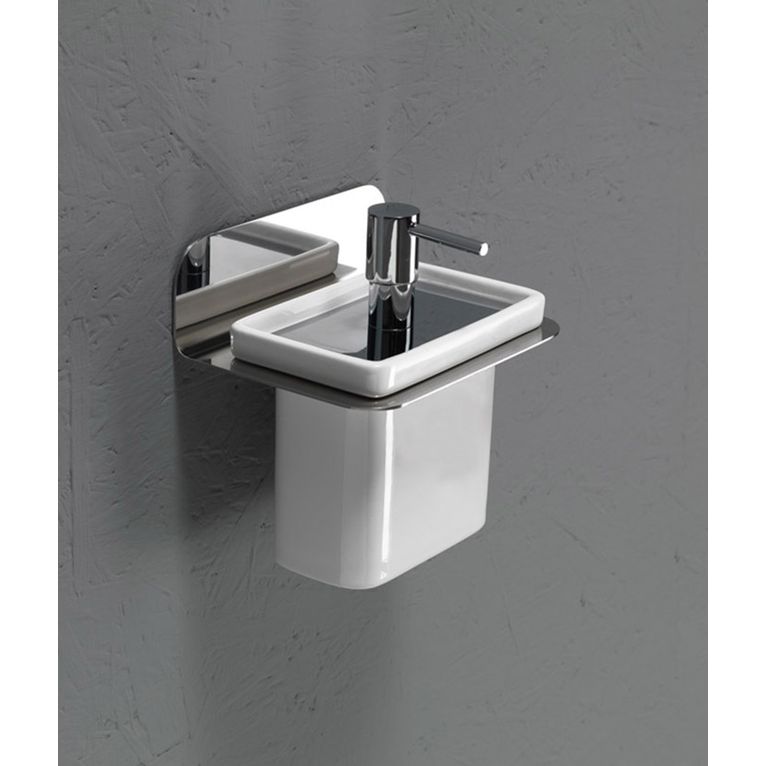 dosasapone acciaio satinato cromo e ceramica bianco serie cut capannoli