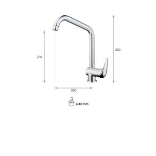 MISCELATORE MONOCOMANDO CUCINA CANNA ALTA CURVA FUSION FN70 CAS