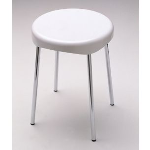 SGABELLO ABS BIANCO CON 4 GAMBE CROMO SERIE BAGNO HOTEL CAPANNOLI