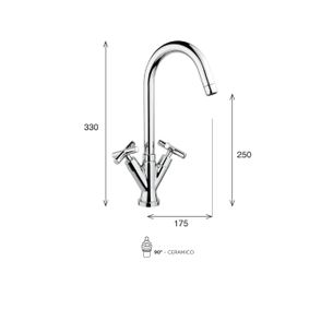 MISCELATORE MONOCOMANDO CUCINA CANNA ALTA SIRIO SI70 CAO