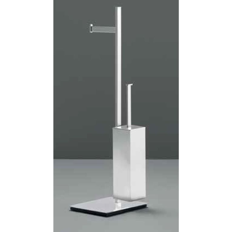 piantana portarotolo con scopino cromo serie slim capannoli