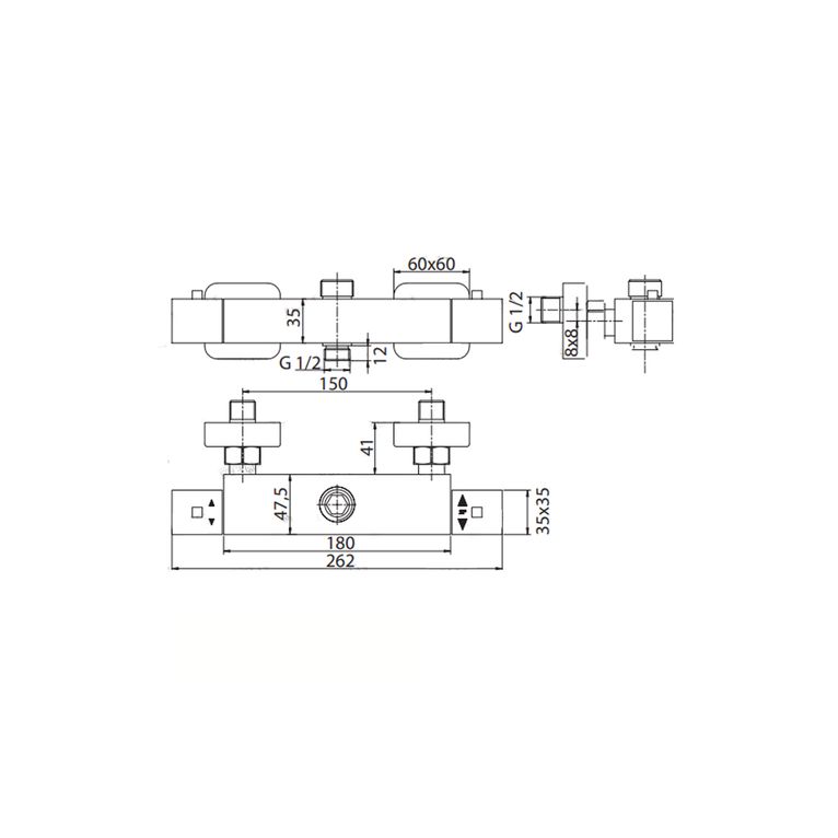 miscelatore tm3q in ottone termostatico doccia esterno serie sphera