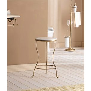 SGABELLO BRONZO SATINATO E LEGNO BIANCO SERIE RETRO' CAPANNOLI