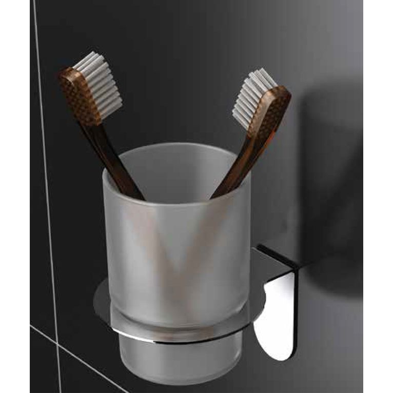 porta spazzolini acciaio lucido serie easy capannoli - versione adesivo o silicone
