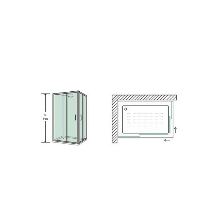 box doccia angolare porta scorrevole 90x90 cm trasparente altezza 190 cm serie f