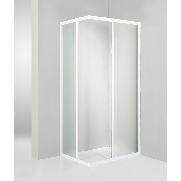 box doccia angolare porta scorrevole 60x80 cm opaco bianco