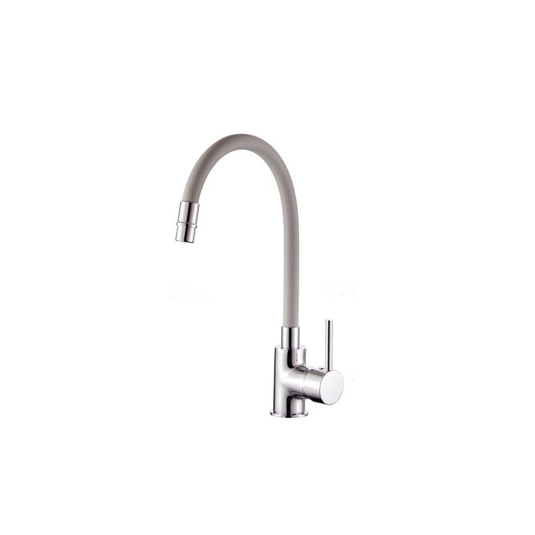 miscelatore cucina canna flessibile e girevole colore grigio completo di flessibili serie mc