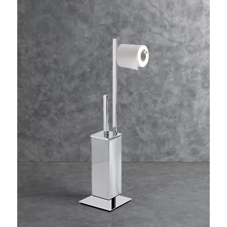 piantana portarotolo con scopino cromo serie nook capannoli