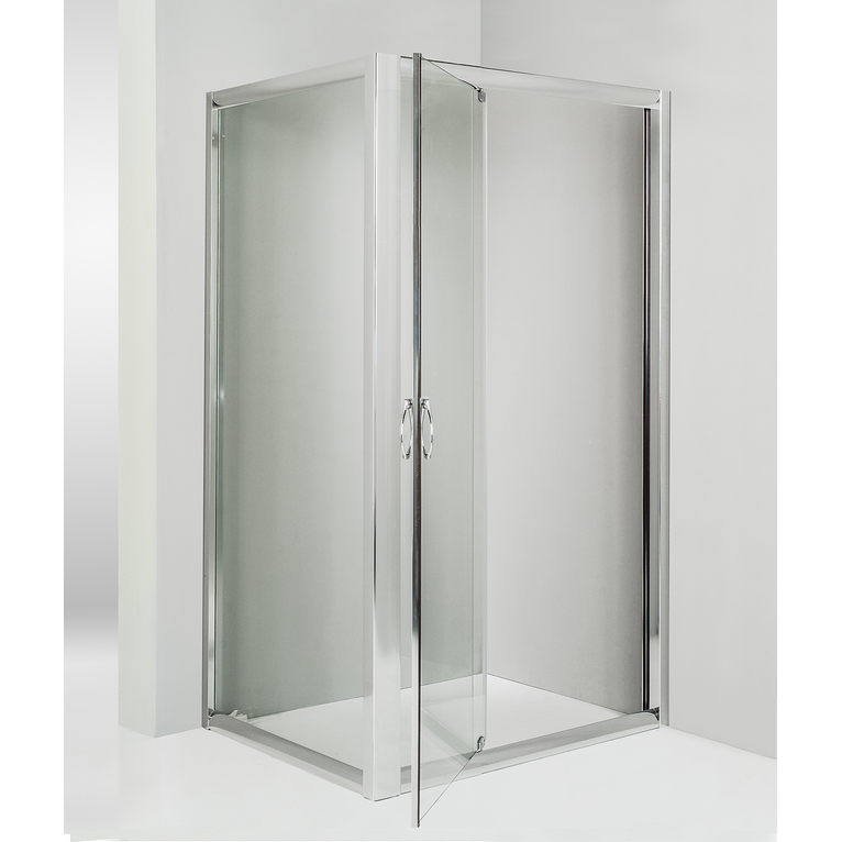 box doccia angolare anta fissa porta battente 75x90 cm trasparente