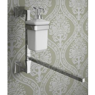 PORTA ASCIUGAMANI CON DOSASAPONE CROMO E CERAMICA BIANCO SERIE GOTICA CAPANNOLI