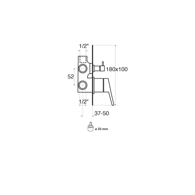 miscelatore monocomando incasso doccia con deviatore a 3 uscite tekno tk2 41/3