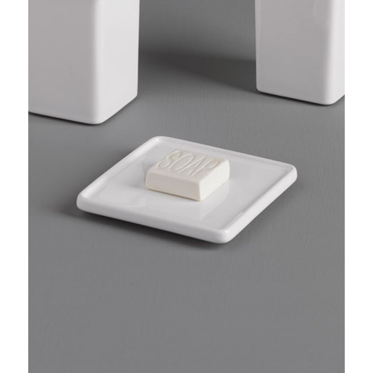 portasapone da appoggio ceramica bianco serie quadrica capannoli