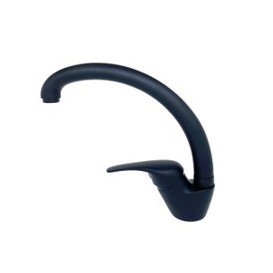 MISCELATORE LAVELLO LATERALE NERO OPACO CON CANNA GIREVOLE COMPLETO DI FLESSIBILI SERIE ALICE