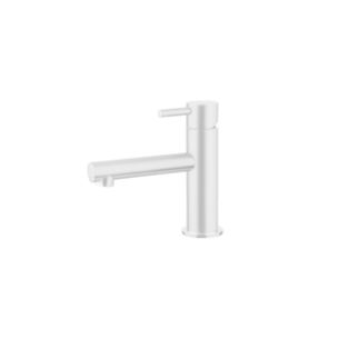 MISCELATORE MONOCOMANDO LAVABO CON SCARICO CLICK-CLACK BIANCO OPACO MINIMAL MN20