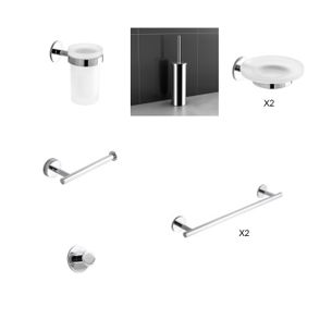 SET COMPLETO PRATICA 2 PORTASAPONE PORTA SPAZZOLINI PORTAROTOLO APPENDIABITO 2 PORTA ASCIUGAMANI E SCOPINO CAPANNOLI 