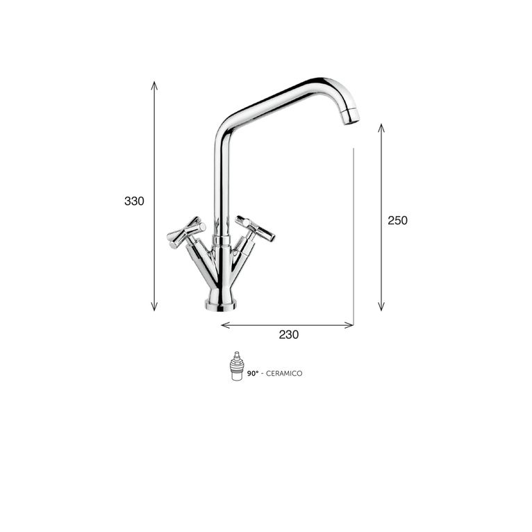 miscelatore monocomando cucina canna alta sirio si70 cas